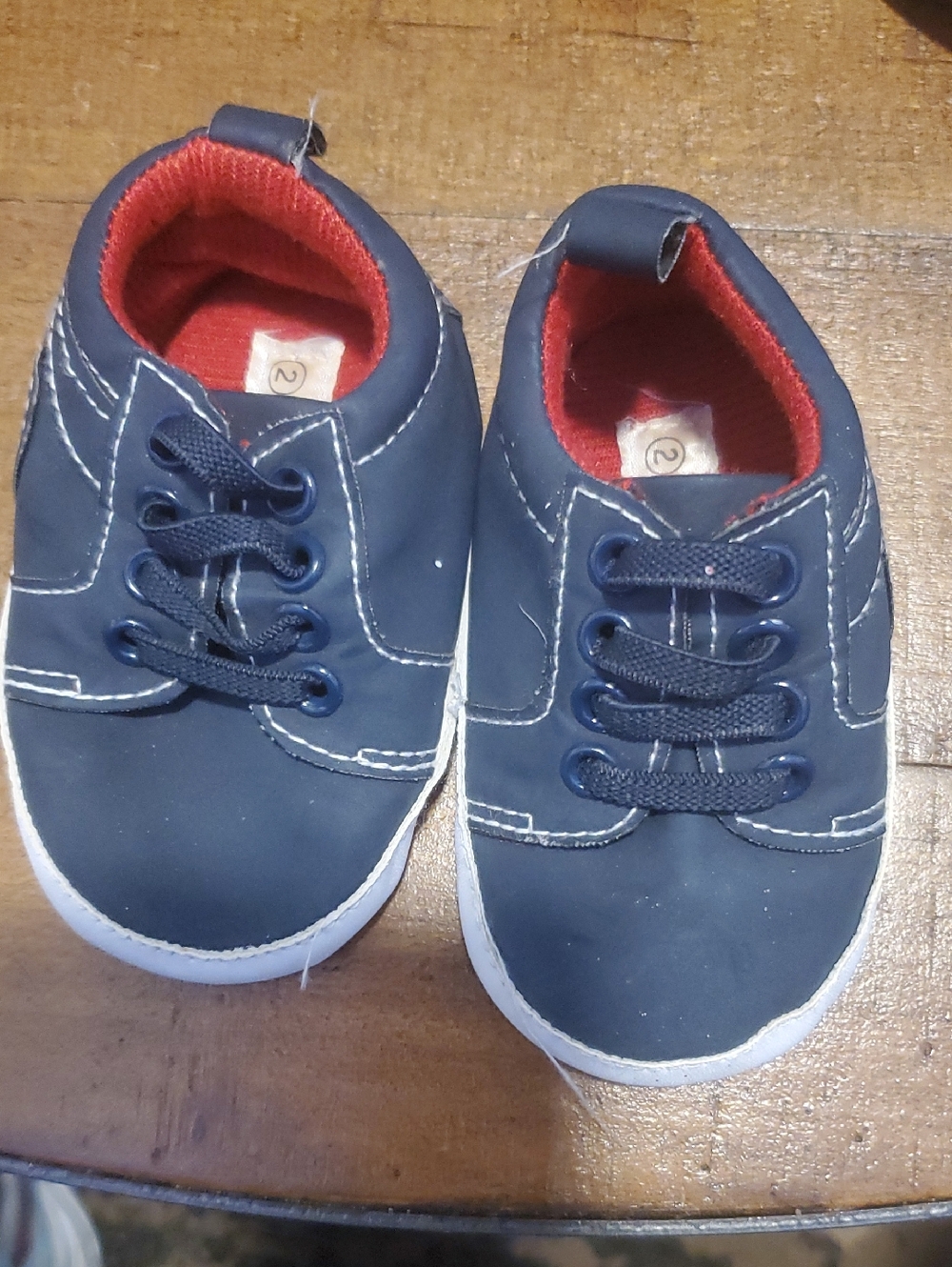 Navy Baby Walker Shoes with Red Lining